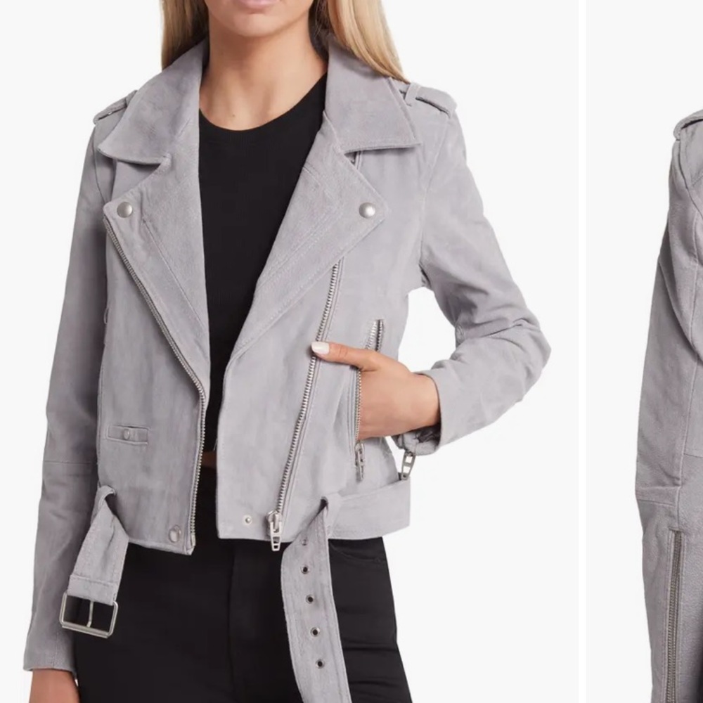 BLANK NYC grey suede moto jacket size large